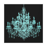 Teal Blue Chandelier Canvas Wall Art Print Stretched Canvas Prints