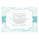 Teal Blue Chic Wood Grain Wedding Invitation
