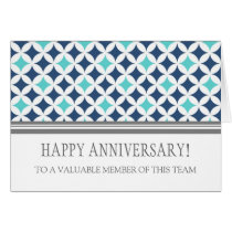 Teal Blue Circles Employee Anniversary Card