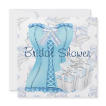 Teal Blue Corset Bridal Shower Invitations