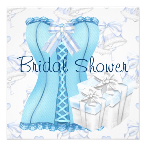 Teal Blue Corset Bridal Shower Invitations