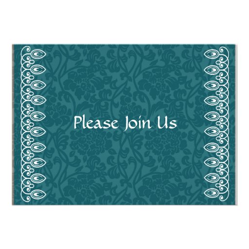 Teal Blue Damask Invitation