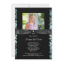 Teal Blue Damask Photo Graduation Announcement