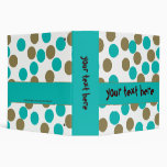 Teal Blue & Dark Tan Polka Dot Binder 2" size
