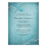 Teal Blue Dragonfly Swirls Bridal Shower Invitations