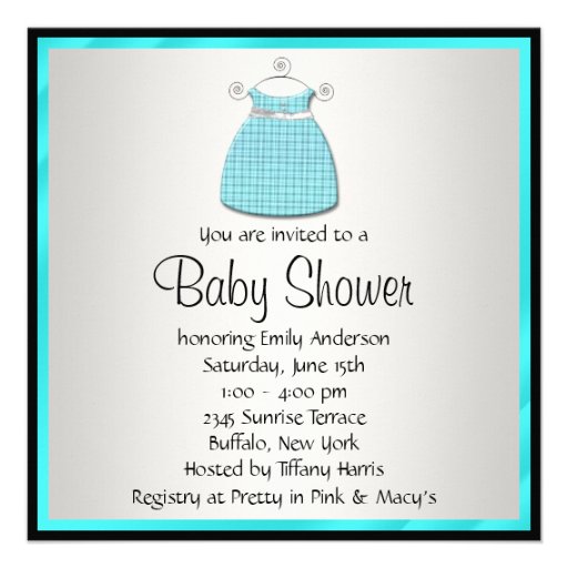 Teal Blue Dress Shoes Teal Black Baby Girl Shower Personalized Announcements