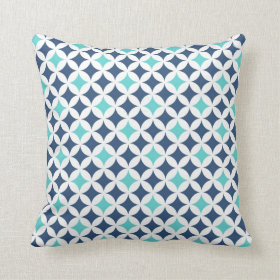 Teal Blue Geometric Pattern Decorative Pillow