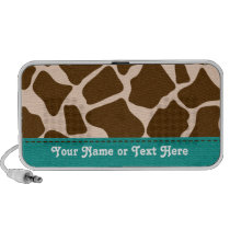 Teal Blue Giraffe Print Doodle Speakers Custom