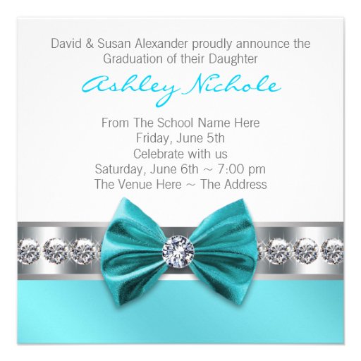 Teal Blue Girl Photo Graduation Announcement