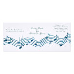 Teal Blue Glitter Music Long Wedding Invitation
