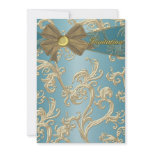 Teal Blue Gold Birthday Party Template Invites