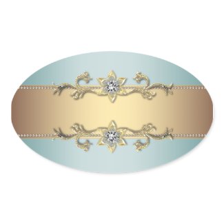 Teal Blue Gold Jewel Elegant Envelope Seal sticker