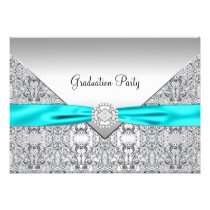 Teal Blue Graduation Party Invitations invitations