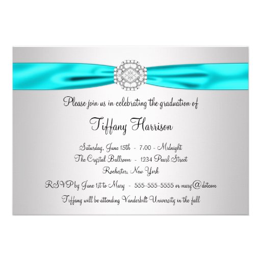 Teal Blue Graduation Party Invitations