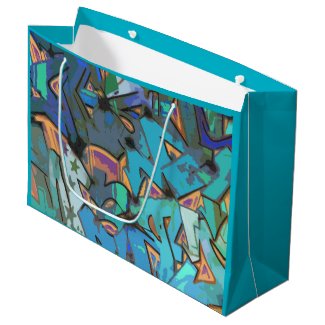Teal Blue Graffiti Design Gift Bag
