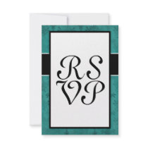 teal blue green distressed damask personalized invitations