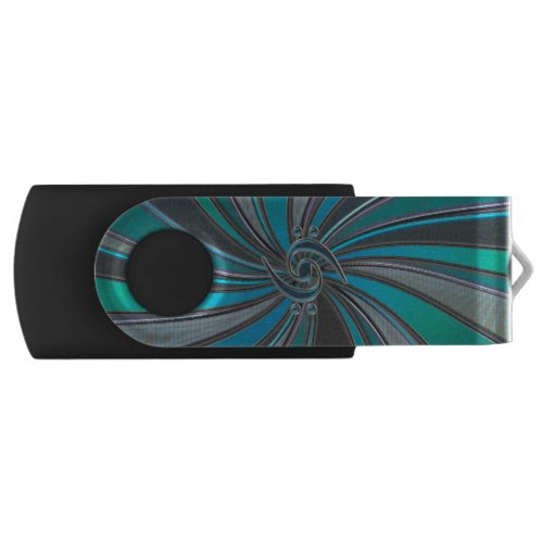 Teal Blue Green Music Bass Clef Flash Drive Swivel USB 2.0 Flash Drive
