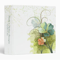 Teal blue green   peach flora wedding avery binder