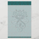 teal blue green swirl damask ornate pattern