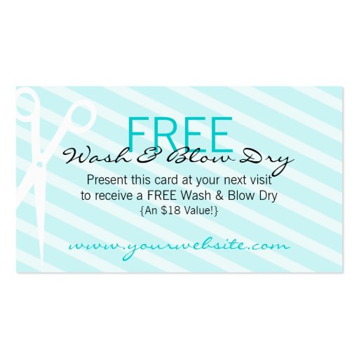 Teal Blue Hair & Beauty Coupon Business Card (back side)