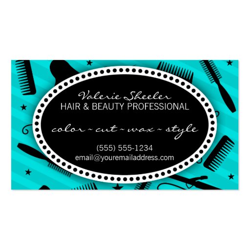 Teal Blue Hair & Beauty Coupon Business Card (front side)