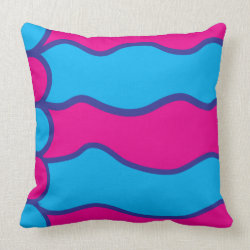 Teal Blue Hot Pink Color Waves Pattern Throw Pillows