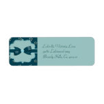 Teal Blue Island Flowers & Rhinestones Wedding Return Address Label