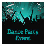 Teal Blue Jade Dance Party Event Crowd Rave Announcement