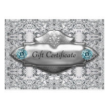 Teal Blue Lace Elegant Teal Gift Certificate Business Card Templates