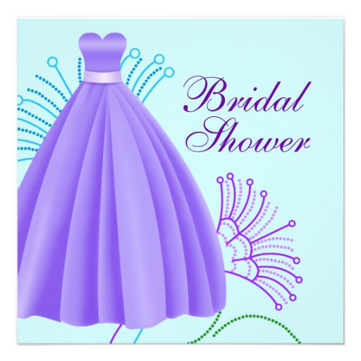 Teal Blue Lavender Purple Bridal Shower Custom Invite