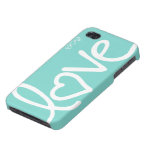 Teal Blue Love iPhone 4 Cover