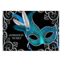 Teal Blue Masquerade Party Admission Tickets