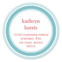 Teal blue medallion modern circle address label sticker