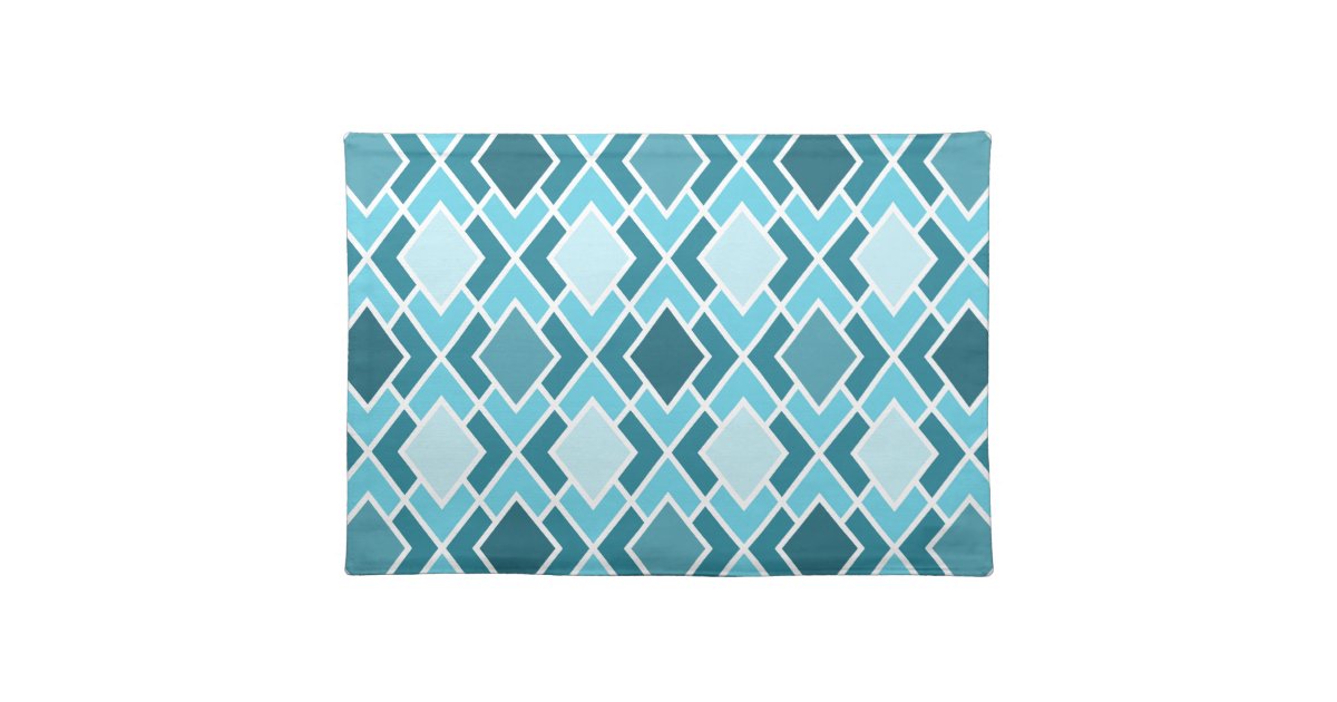 Teal Blue Modern Diamond Geometric Pattern Placemat Zazzle