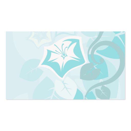 Teal Blue Modern Leaf Flower and Vine Business Cards (back side)