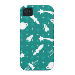 Teal Blue Outer Space Astronaut Planets Stars Vibe iPhone 4 Cases