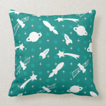 Teal Blue Outer Space Astronaut Planets Stars Pillows
