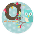 Teal + Blue Owl stickers/add monogram sticker