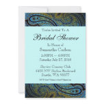 Teal Blue Paisley Peacock Wedding Invitations