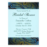 Teal Blue Paisley Peacock Wedding Invitations