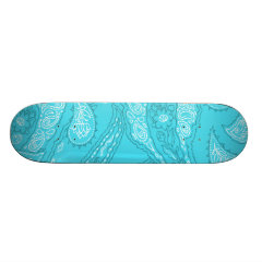 Teal Blue Paisley Print Summer Fun Girly Pattern Skateboard Decks