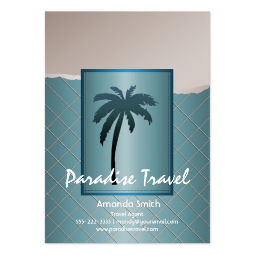 Teal Blue Palm Tree Business Cards (front side)