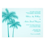 Teal Blue Palm Tree Tropical Wedding Personalized Invites