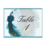 Teal Blue Peacock Plume Table Number Postcard