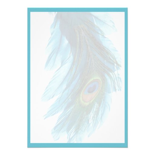 Teal Blue Peacock Plume Wedding Invitation