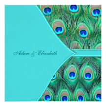 Teal Blue Peacock Wedding Invitations