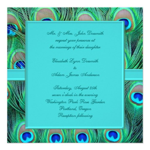 Teal Blue Peacock Wedding Invitations