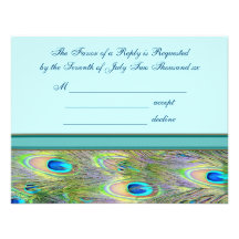 Teal Blue Peacock Wedding Invitations