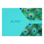 Teal Blue Peacock Wedding RSVP Invites