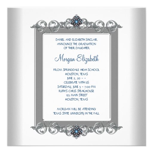 Teal Blue Photo Graduation Announcements